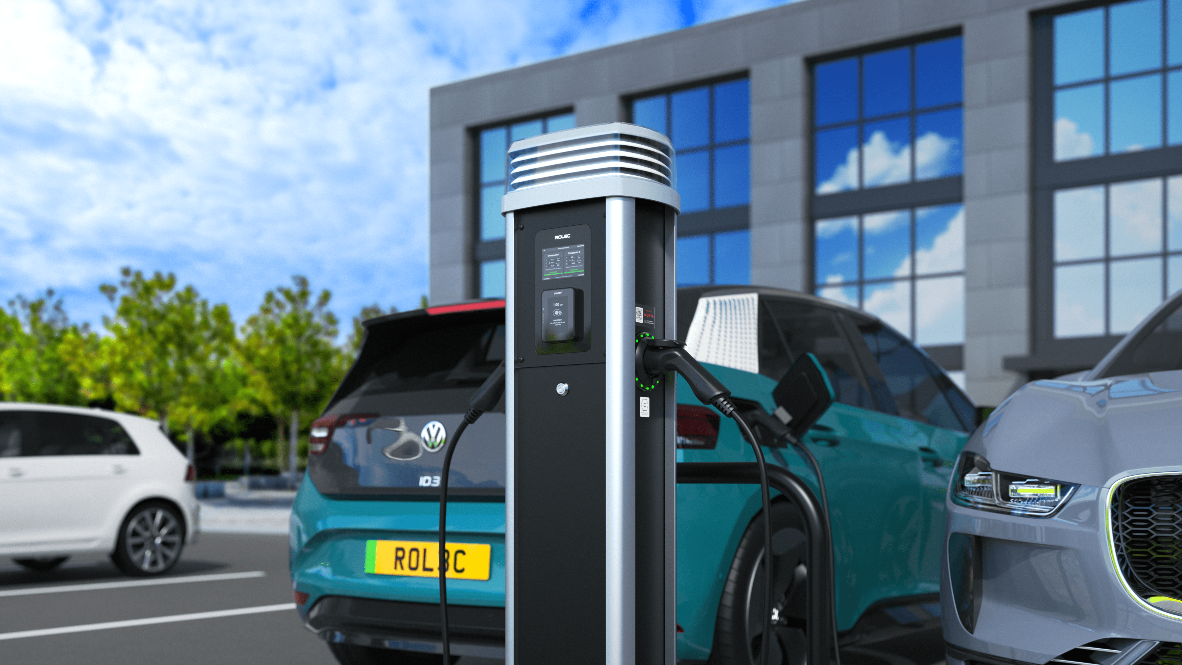 Quantum EV-laadpaal 22 kW 1x aansluiting - LCD scherm en contactloos betalen